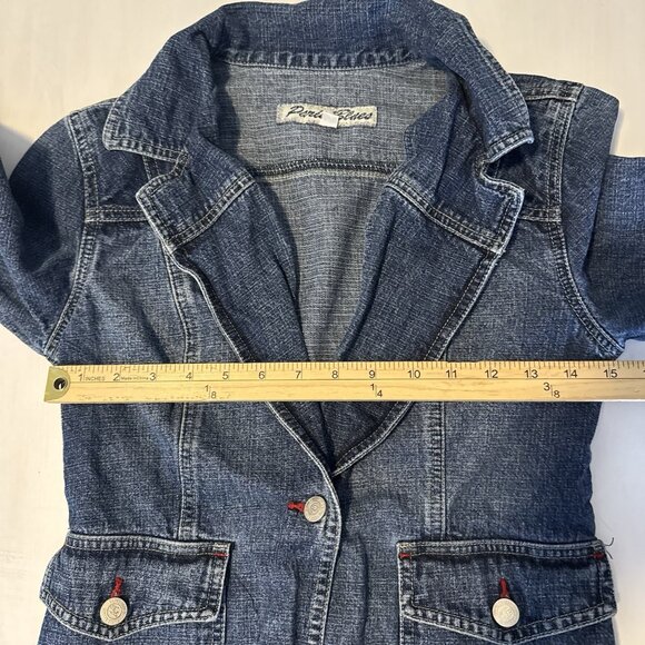 Vintage Y2K Paris Blues Blue Denim Jean Jacket Women’s Small Cropped 90s 2000s - Picture 6 of 7